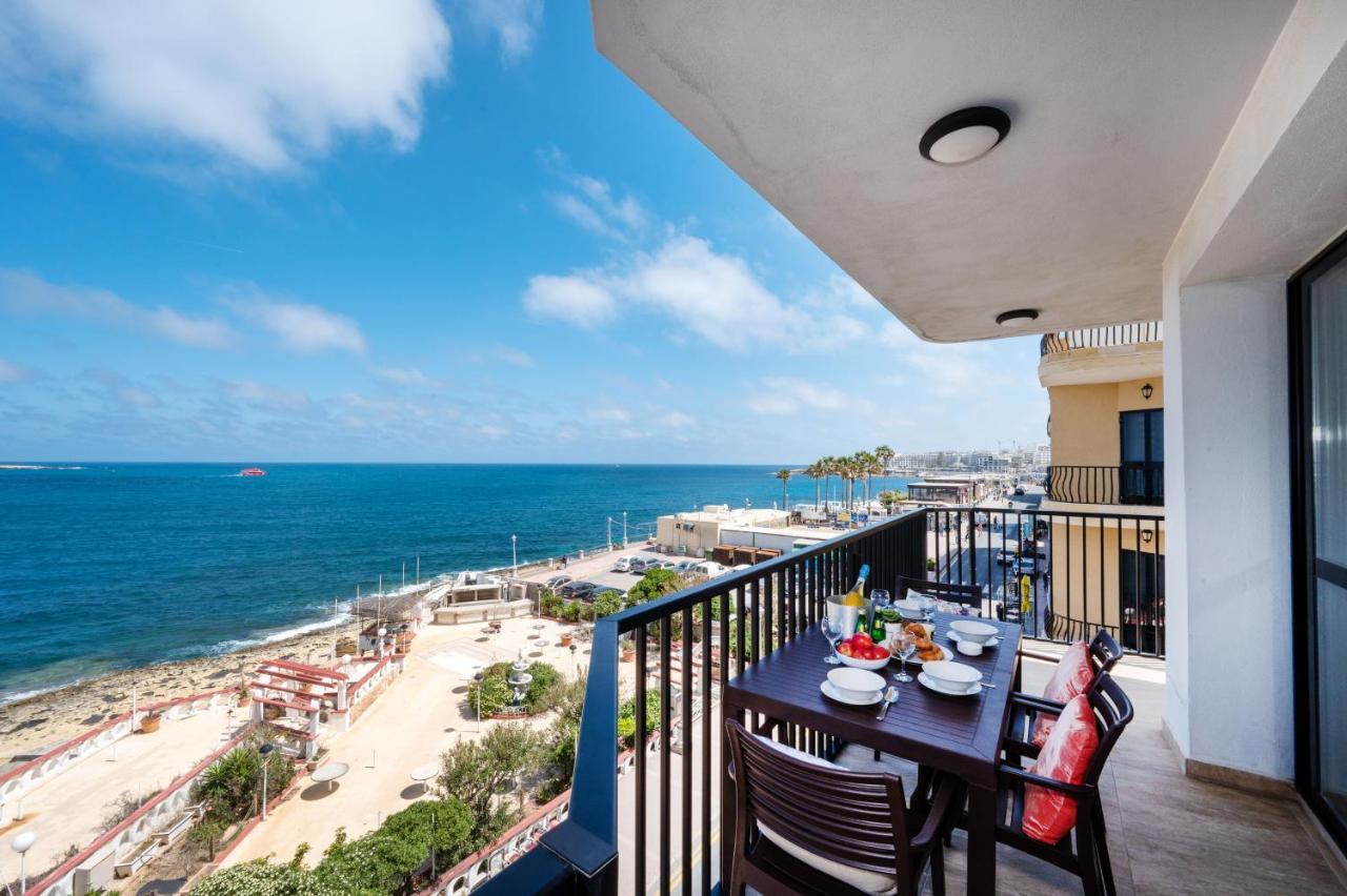 Islet Promenade Seafront Apartment With Large Corner Terrace By Getawaysmalta St. Paul's Bay Buitenkant foto